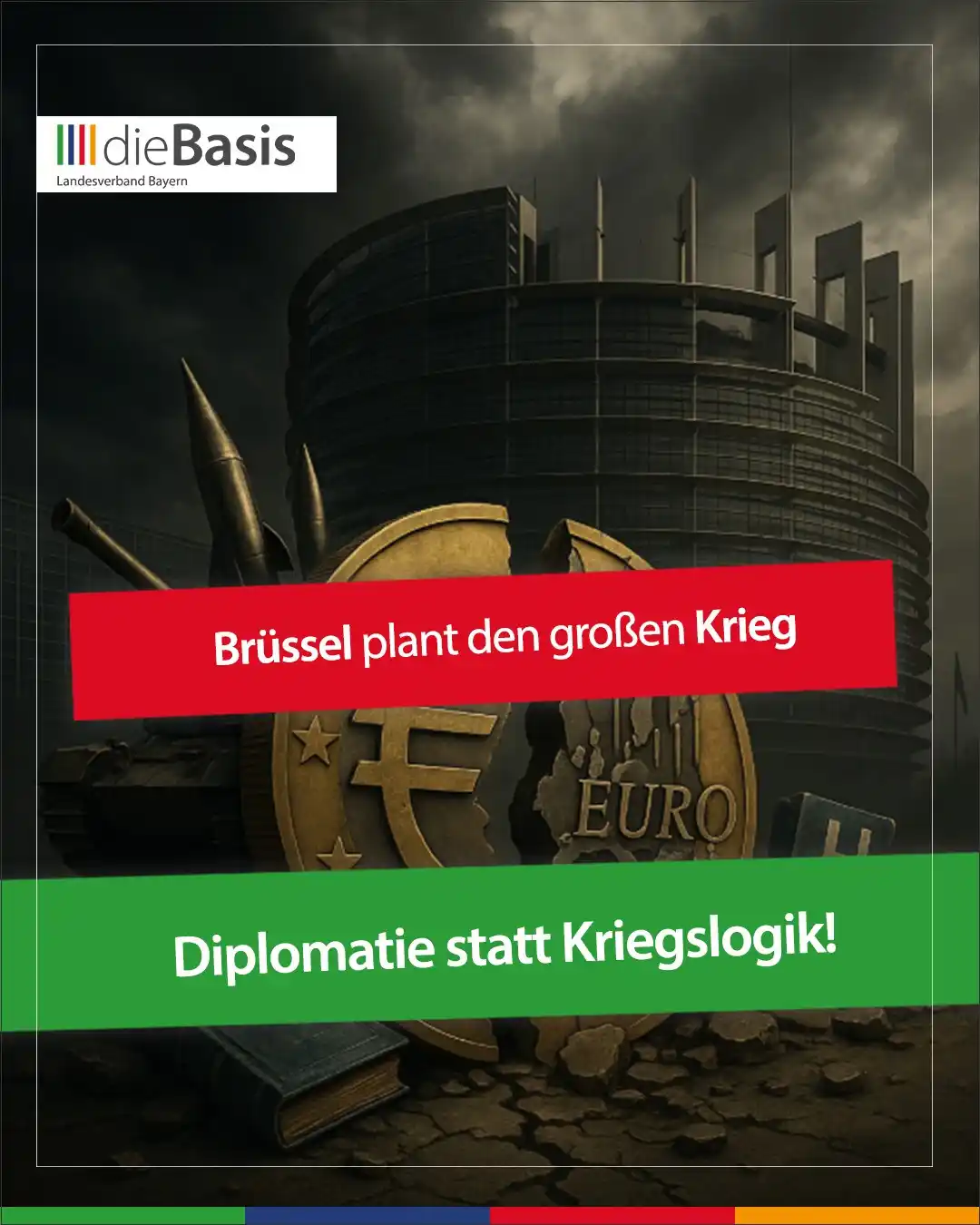 Image from dieBasis Landesverband Bayern funkt: *EU: Rüstungsunion statt Friedensprojekt?*  Brüssel plant das größte A...