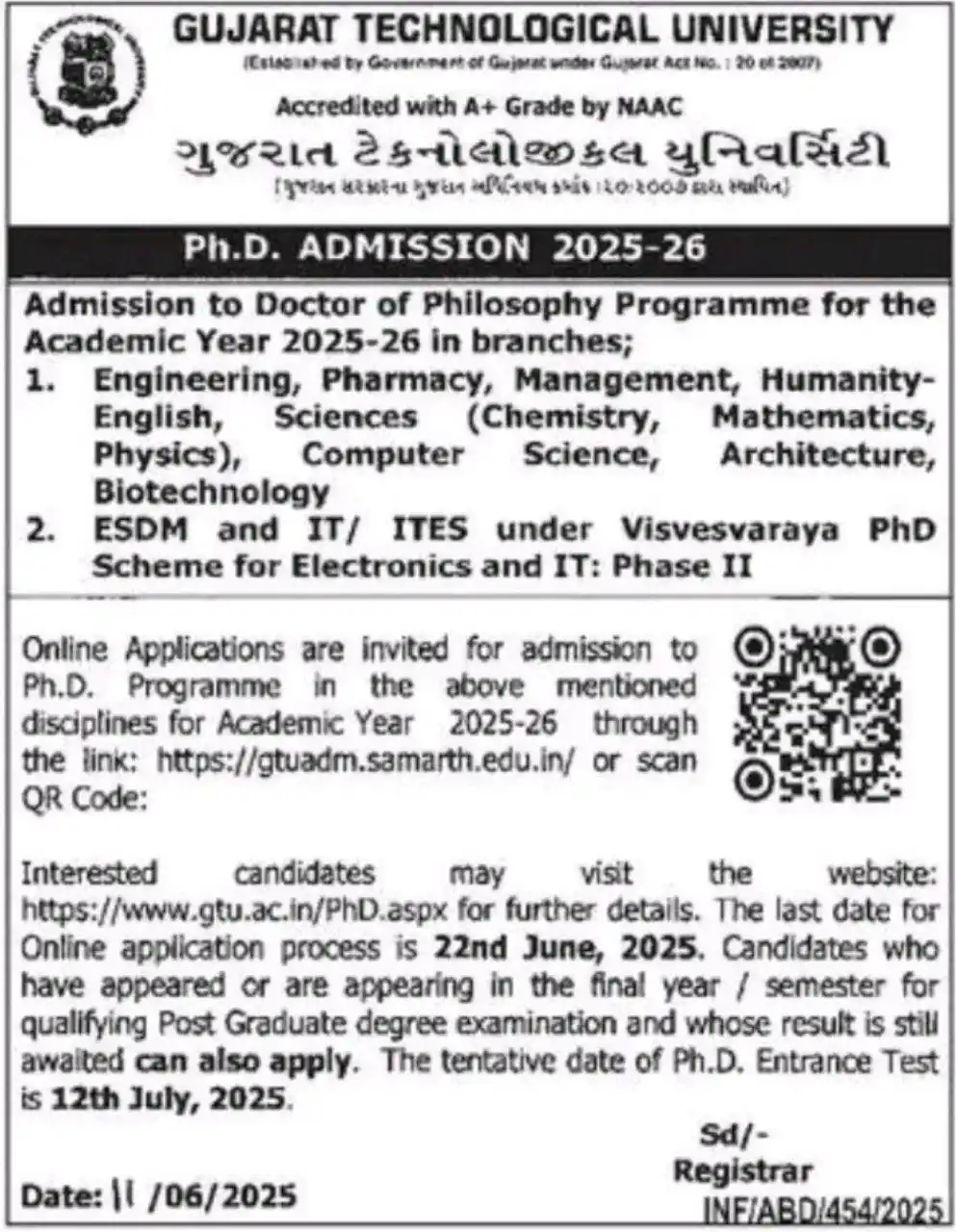 PHD NOTIFICATION ONLY post