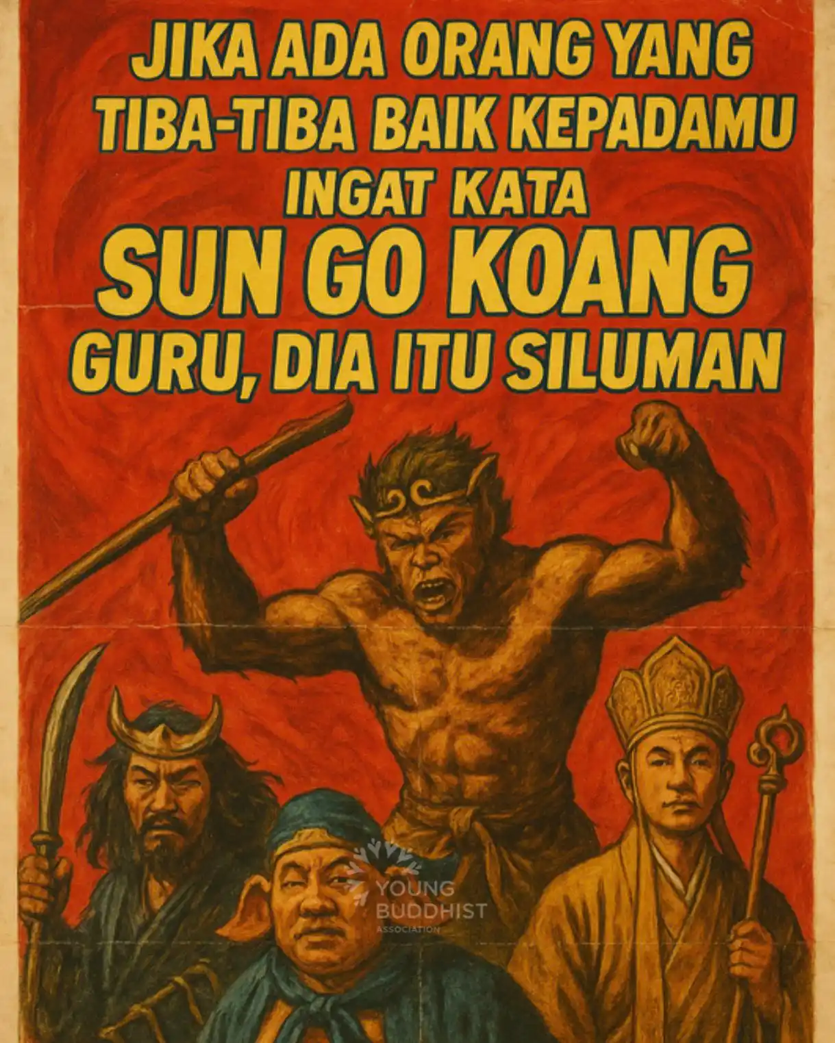 Image from Young Buddhist Association: Kalau tiba-tiba ada yang traktir makan, ngasih pujian, ngajak hangout,...