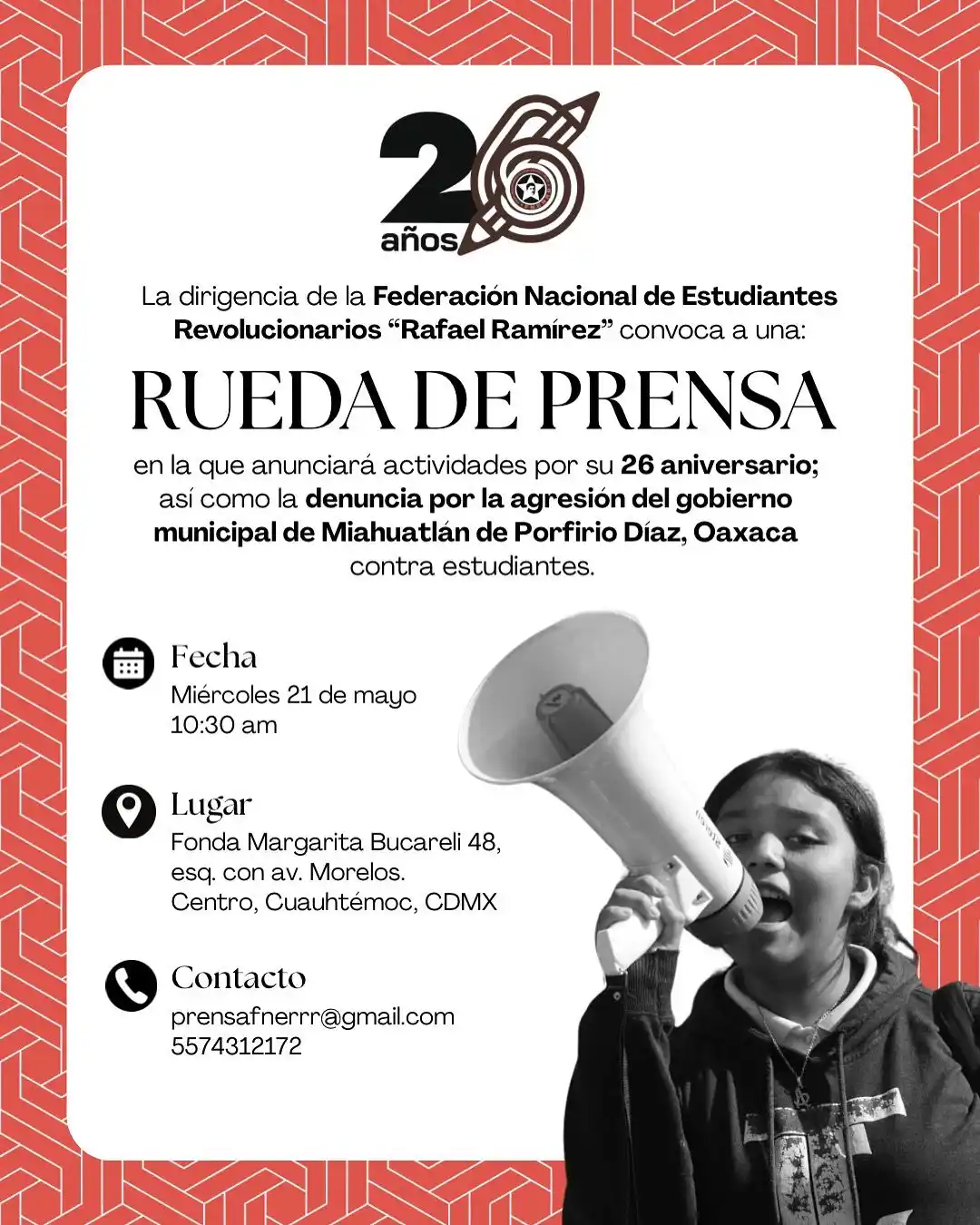 Image from FNERRR: La FNERRR le hace la invitación a una RUEDA DE PRENSA. En la que se a...