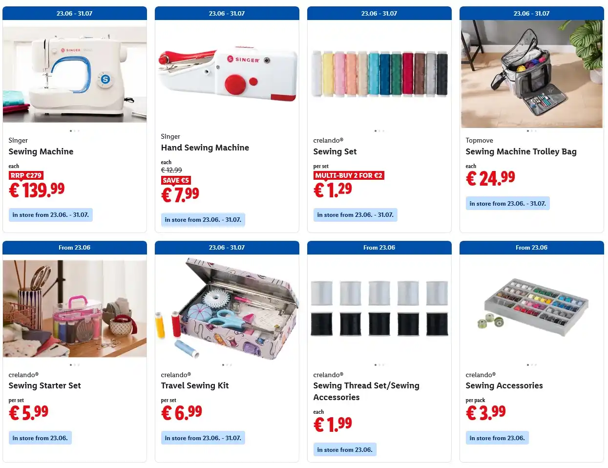 Image from Bargain Alerts In Ireland: LIDL SPECIAL OFFER Monday 23rd June 👉 Sewing 👉 Health & home 👉 Bed...