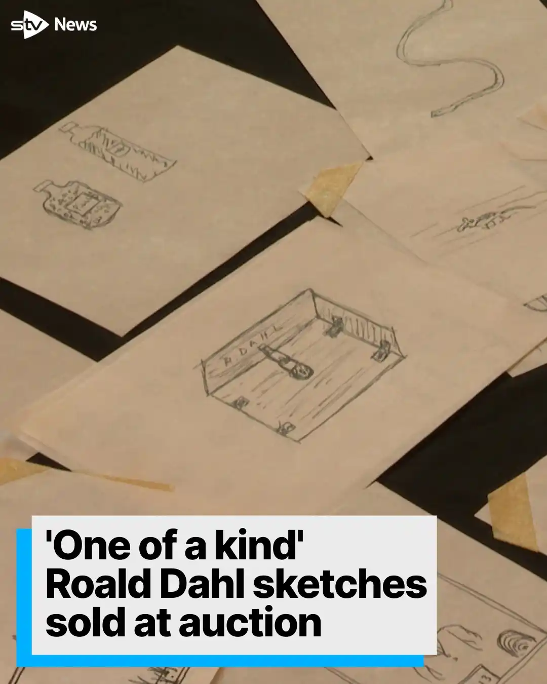 Image from STV News: 'One of a kind' Roald Dahl sketches sold at auction https://i.stv.tv/3...