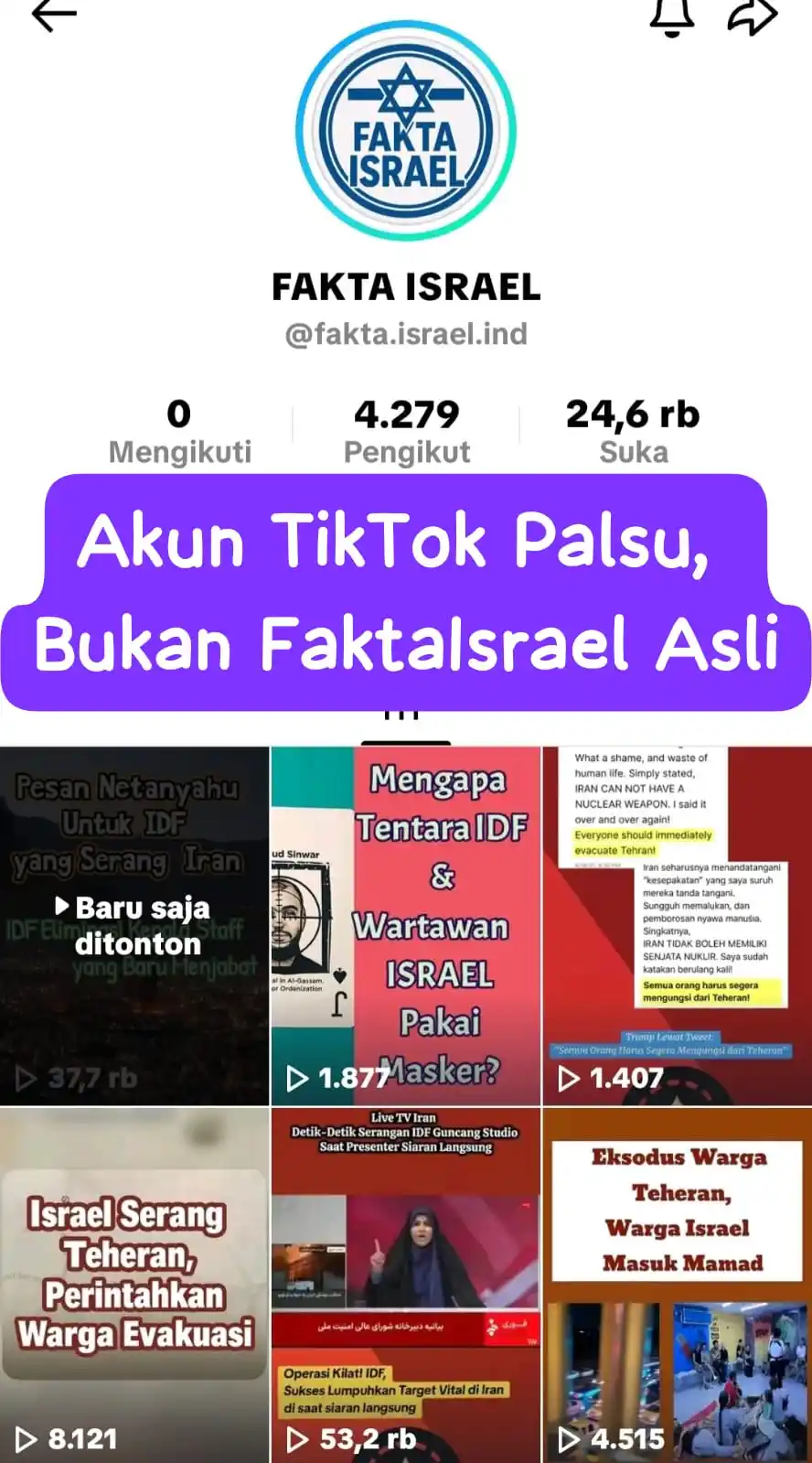 Image from FaktaIsrael: Pengumuman Shalom, bagi Anda yang ada di TikTok, akun @fakta.israel.i...