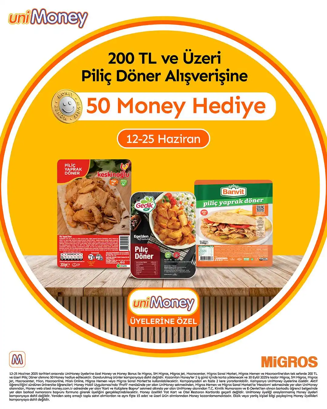 Image from Migros Türkiye: Piliç Döner Alışverişine 50 Money Hediye! 12 – 25 Haziran tarihleri a...