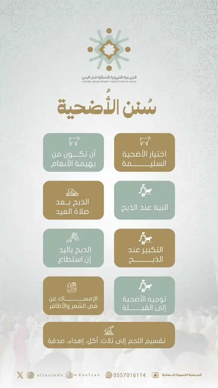 Image from الجمعية التنموية النسائية بالرس: سنن الأضحية🐑. <a class="text-blue-500 hover:underline cursor-pointe...