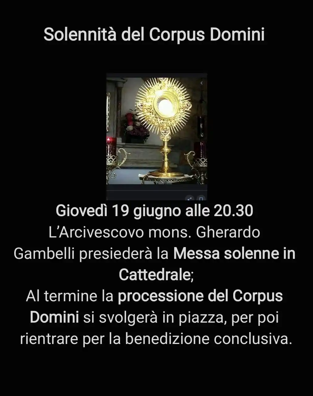 Image from Parrocchia di San Piero in Palco Firenze: ☆ *Solennità del Corpus Domini* ☆ > Giovedì 19 Giugno, in Cattedrale...