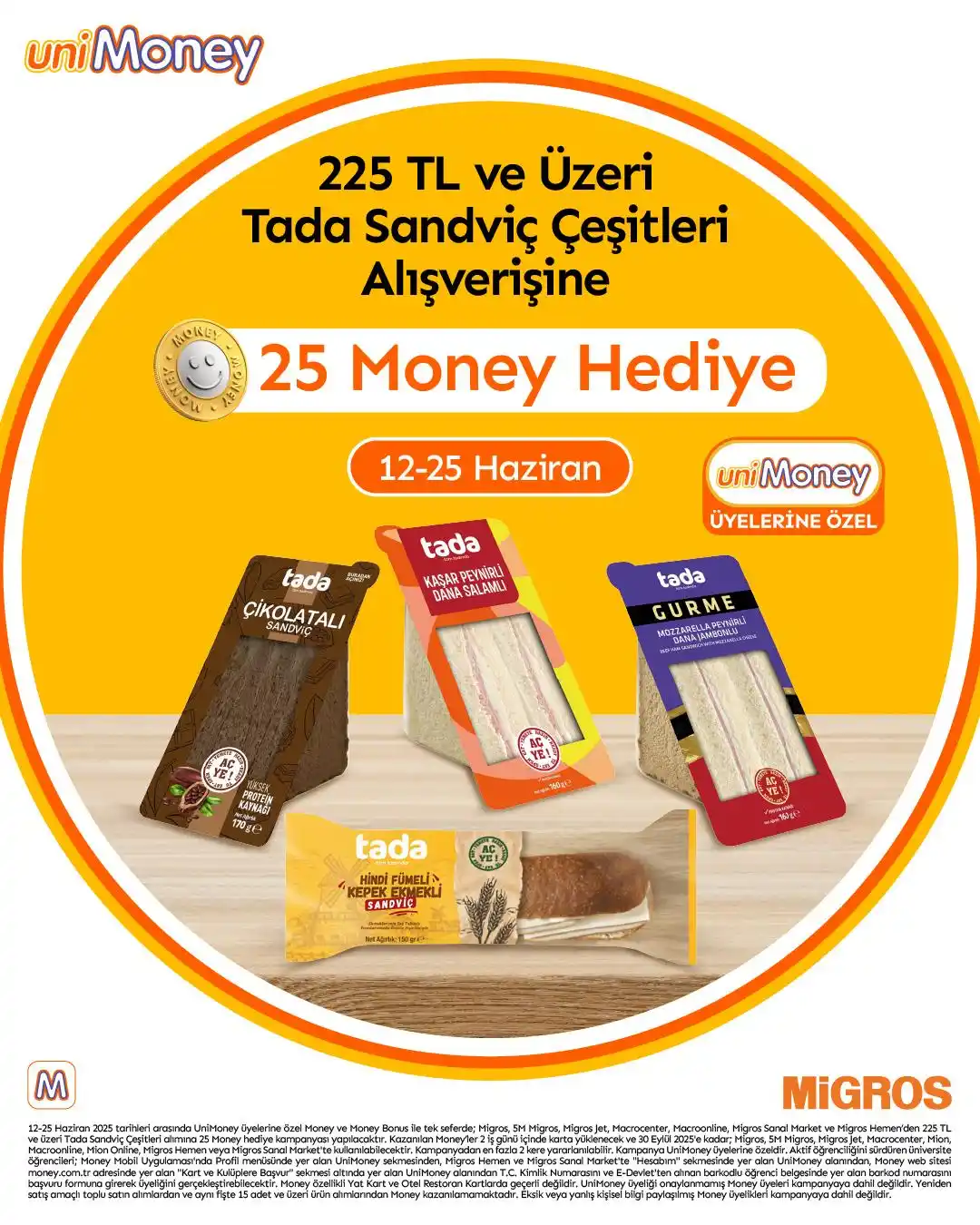 Image from Migros Türkiye: Tada Sandviç Çeşitleri Alışverişine 25 Money Hediye! 12 - 25 Haziran ...