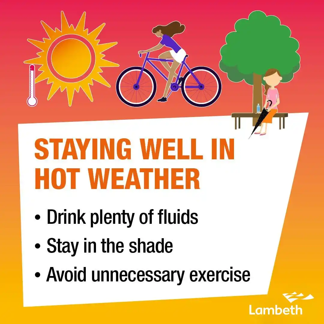 Image from Lambeth Council: ⚠️ *Temperatures in London are expected to go beyond 30°C over the nex...