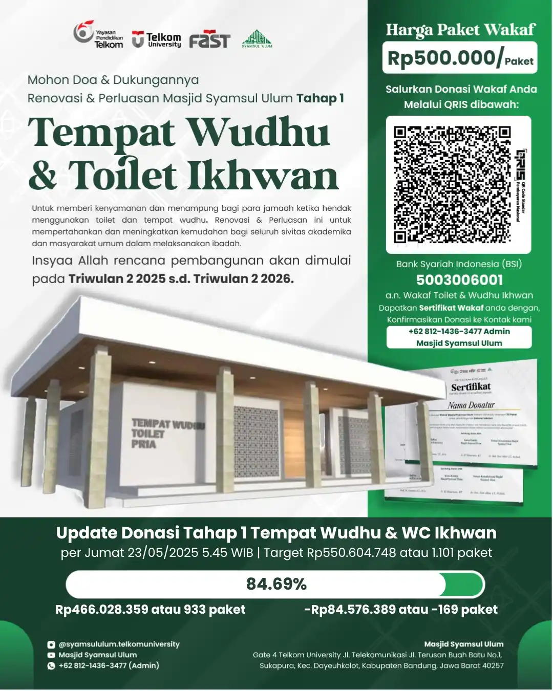 Image from MSU News: 📢 UPDATE DONASI PENGEMBANGAN MASJID SYAMSUL ULUM 🕌✨ Alhamdulillah, ...
