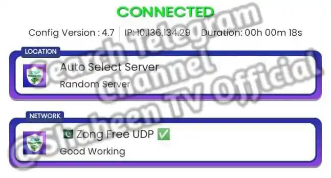 Image from Shaheen TV Official™: Zong free UDP Good WARKING ✅ Enjoy   🥰https://play.google.com/store/a...