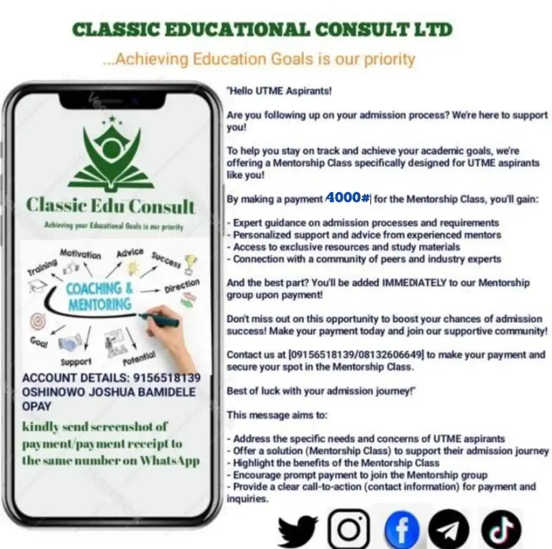 Image from CLASSIC NEWS HUB: Are you tired of writing JAMB every year ? Do you want me to guide & m...
