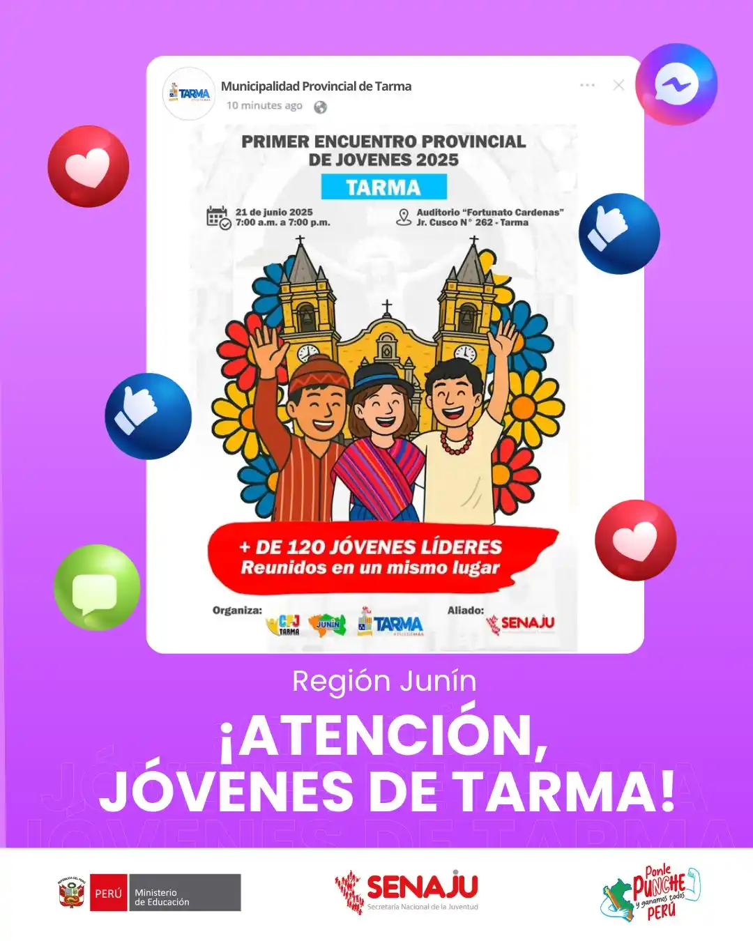Image from Senaju Perú: 🎉 ¡Atención, jóvenes de Tarma! 🙌  ☑️El Consejo Provincial de la Juve...