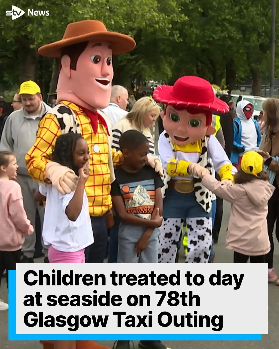Image from STV News: Hundreds of children enjoy day at the seaside in 78th annual taxi outi...
