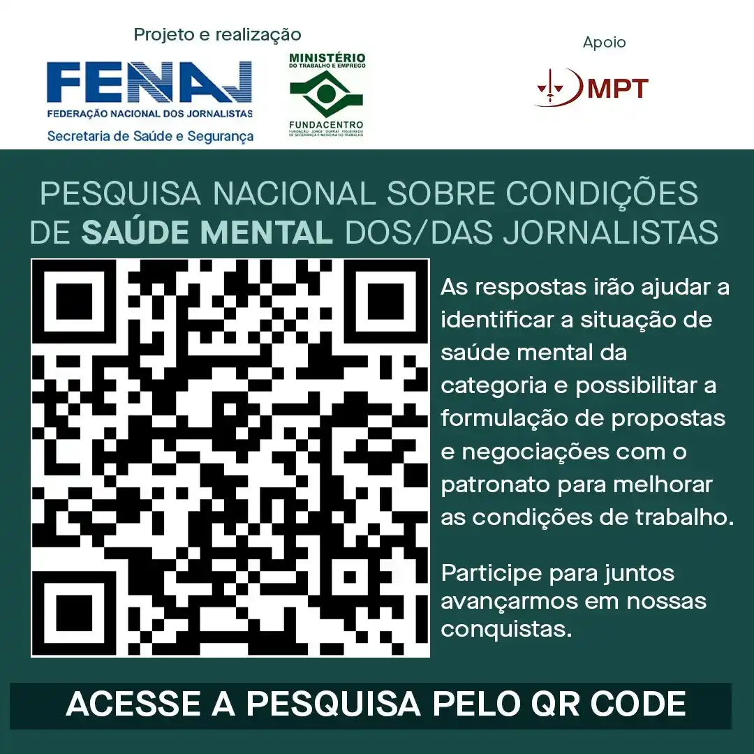Image from Sindicato dos Jornalistas Profissionais no Estado de São Paulo: 🧠✨ Jornalista, sua saúde mental importa!  A FENAJ, em parceria com a ...