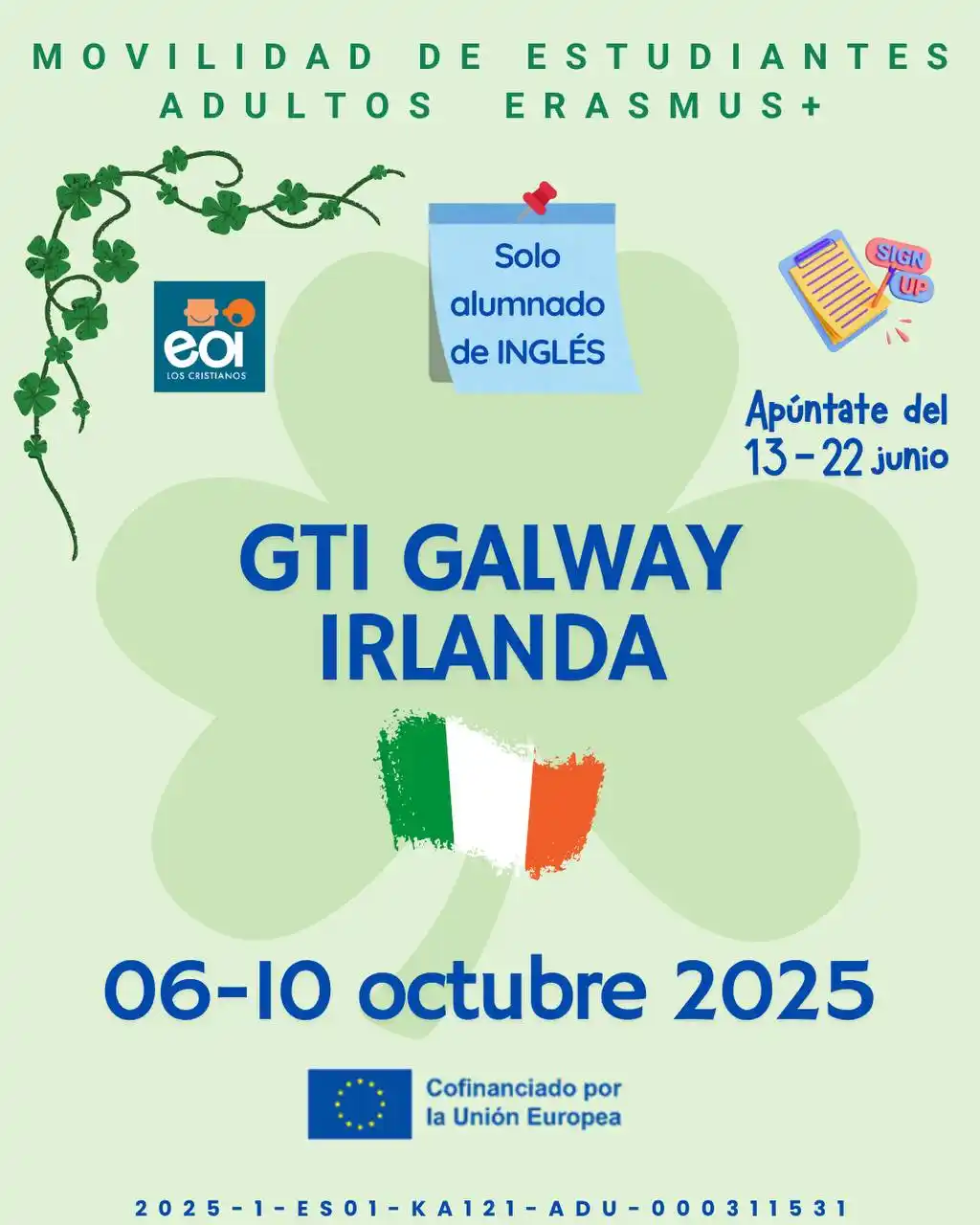 Image from EOI Los Cristianos: Nueva convocatoria Erasmus+: Movilidad a Galway, Irlanda https://www3....