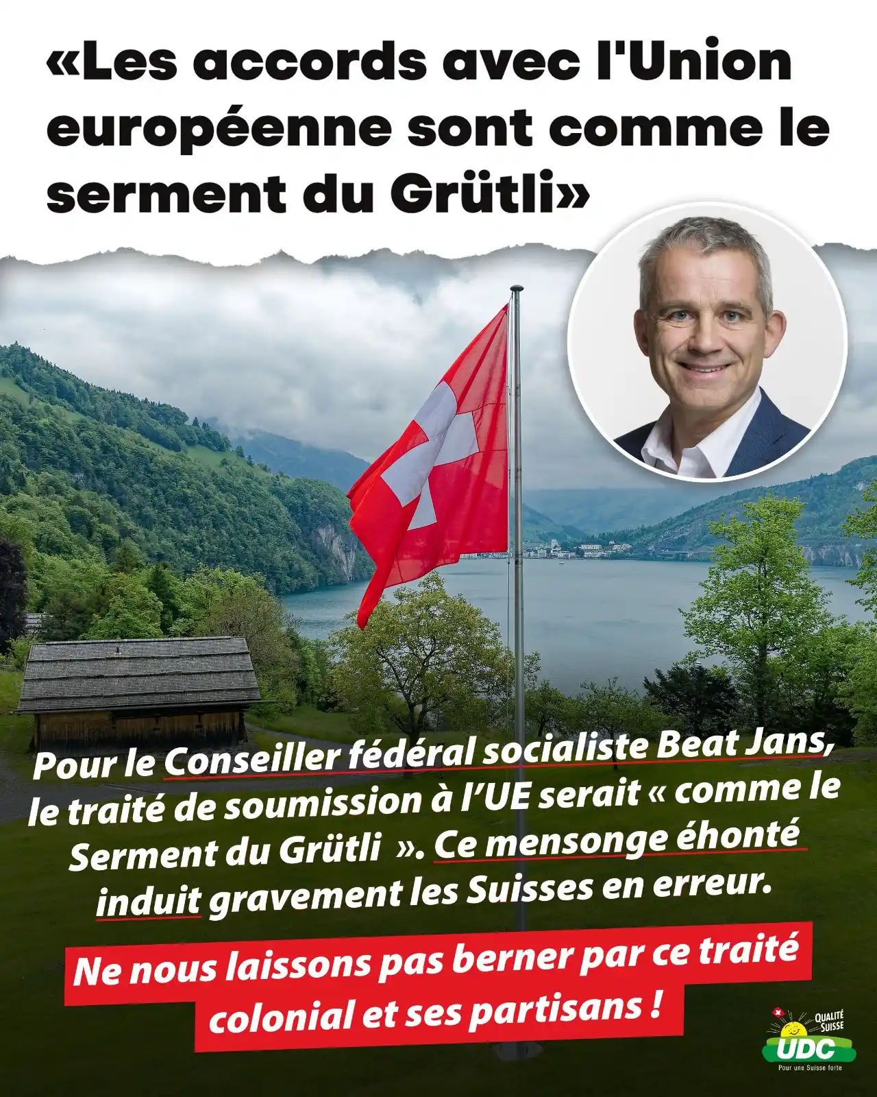 Image from UDC Suisse : Pour le Conseiller fédéral socialiste Beat Jans, le traité de soumissi...