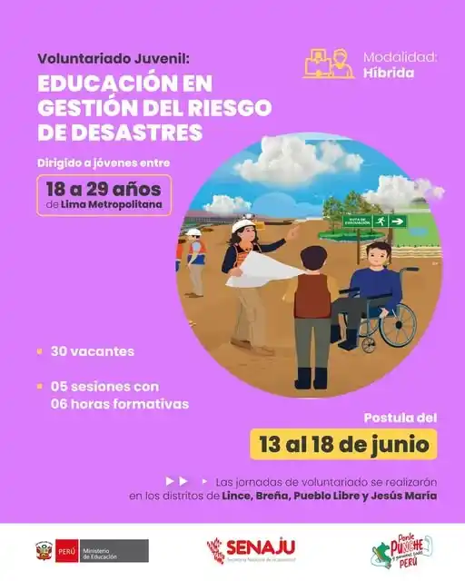Image from Senaju Perú: 🙋🏻♀️🙋🏻♂️ ¿Tienes entre 18 y 29 años y vives en Breña, Lince, Jes...