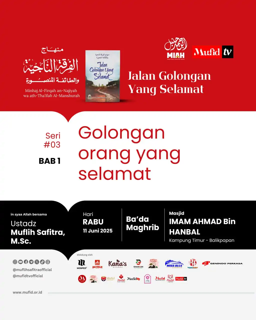Image from 𝐌𝐮𝐟𝐥𝐢𝐡 𝐒𝐚𝐟𝐢𝐭𝐫𝐚: Aqidah yang lurus itu adalah kunci untuk masuk surga. Yuk ngaji kitab ...