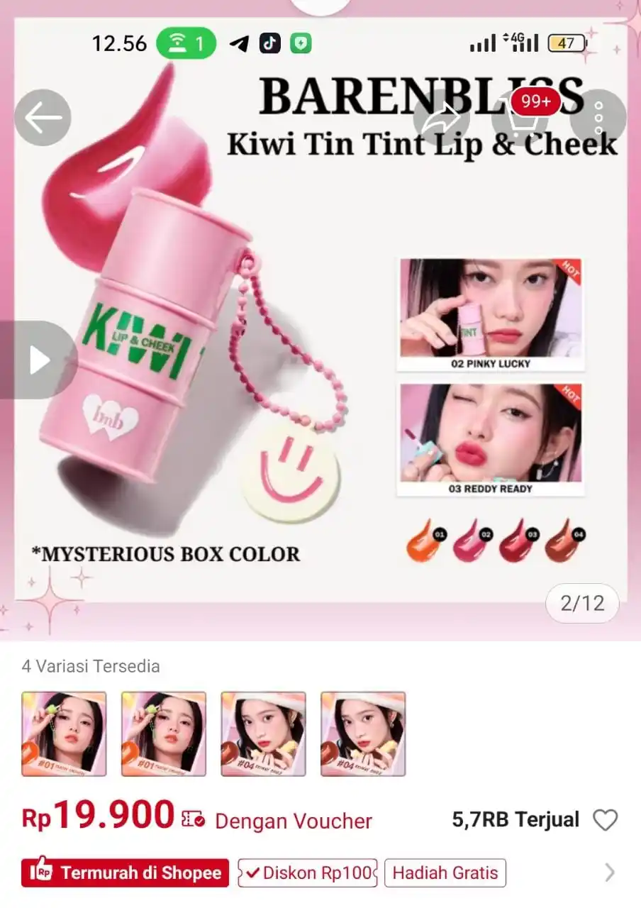 Image from DISKONAN PROMO SHOPEE👛 RACUN SHOPEE🎀 PROMO BELANJA ONLINE 🛒: BNB Barenbliss Korean Kiwi Tin Tint Lip & Cheek Blendable seharga Rp19...