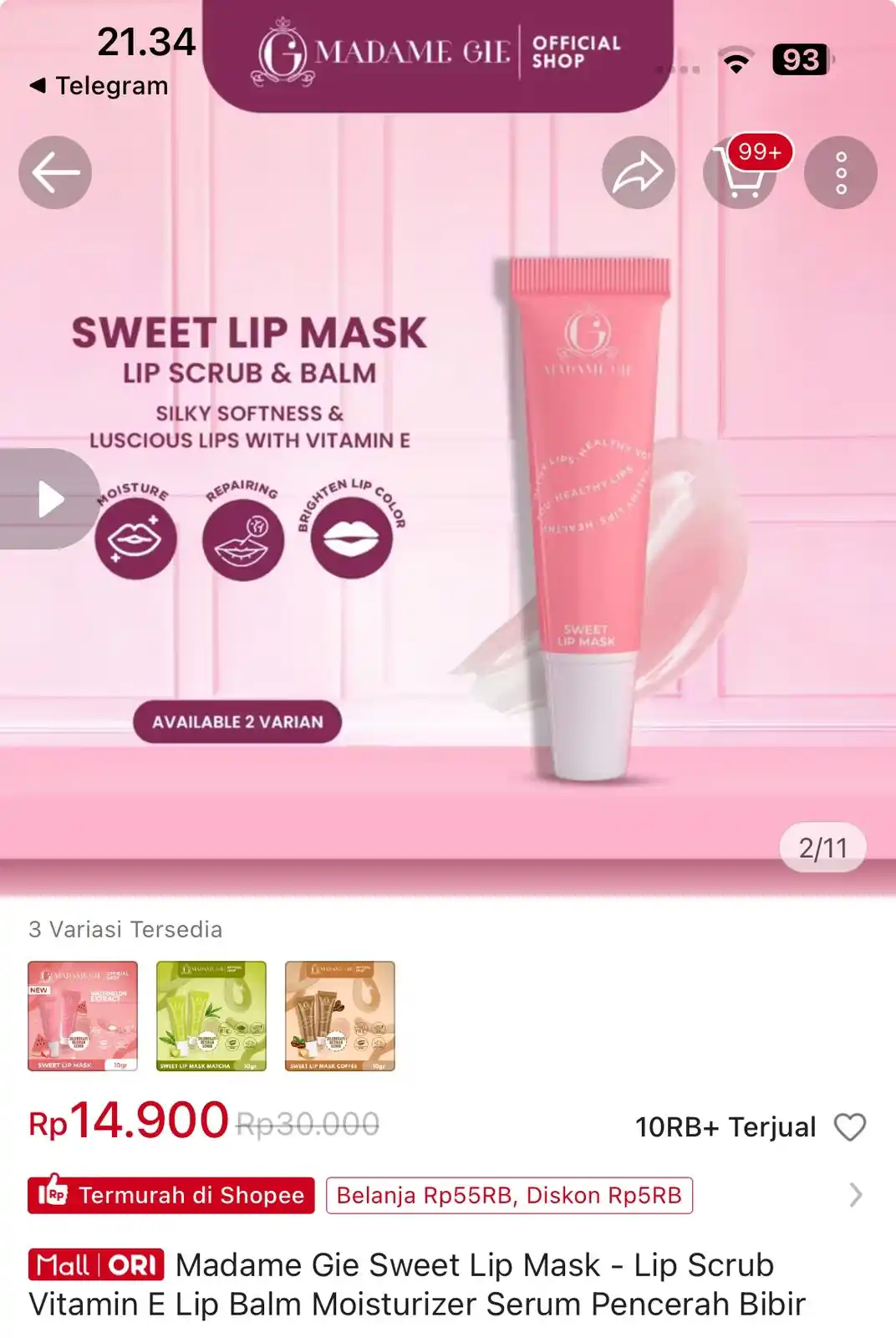 Image from DISKONAN PROMO SHOPEE👛 RACUN SHOPEE🎀 PROMO BELANJA ONLINE 🛒: Madame Gie Sweet Lip Mask https://s.shopee.co.id/6fVej9NCbY?share_chan...