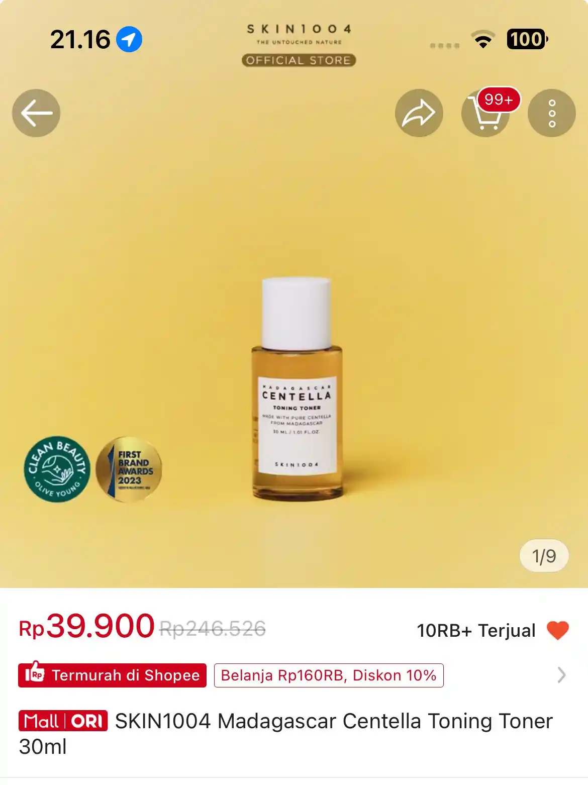 Image from DISKONAN PROMO SHOPEE👛 RACUN SHOPEE🎀 PROMO BELANJA ONLINE 🛒: SKIN1004 Madagascar Centella Toning Toner 30ml! https://s.shopee.co.id...