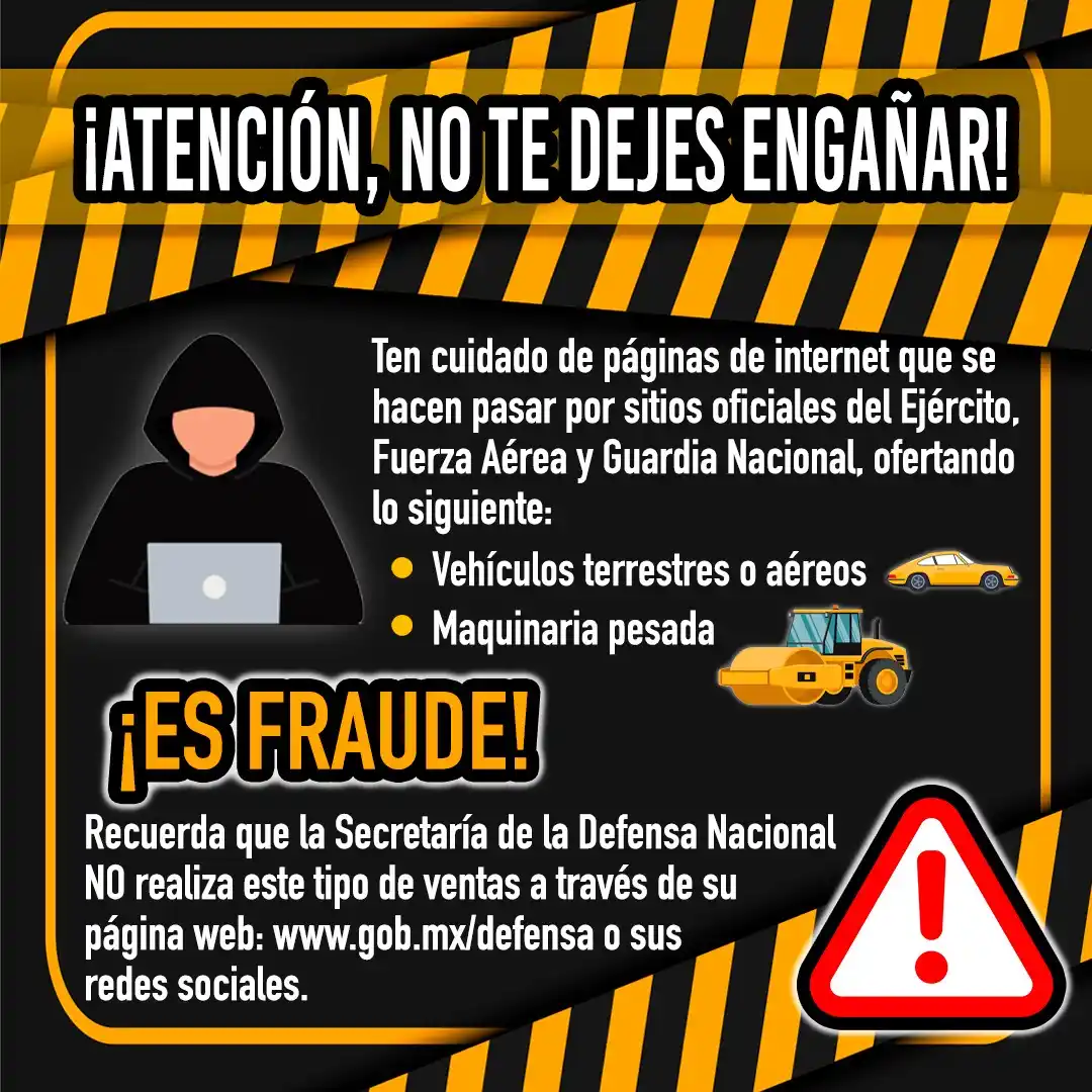 Image from Secretaría de la Defensa Nacional: ¡Atención, no te dejes engañar! Circulan páginas falsas que simulan s...