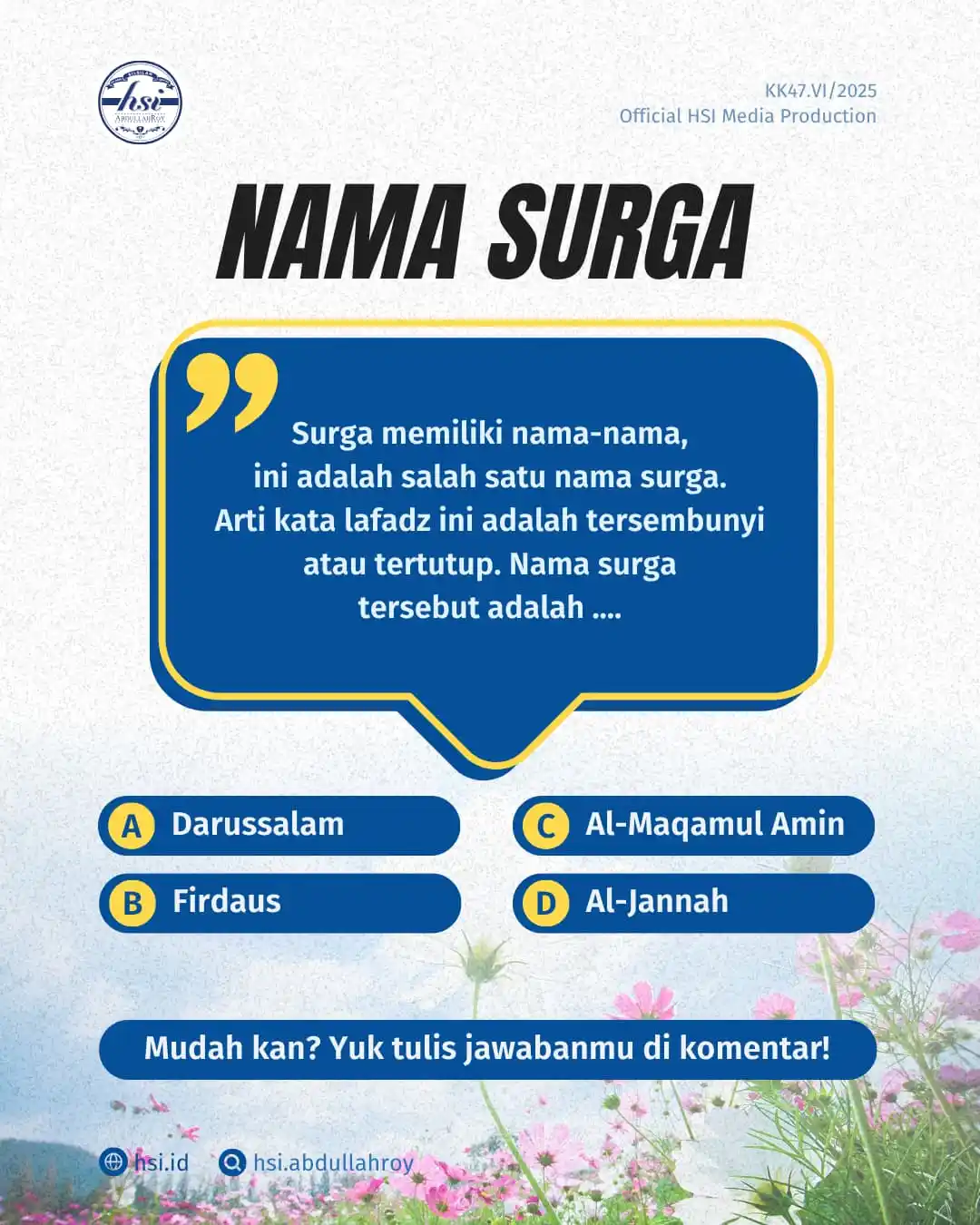 Image from HSI AbdullahRoy: Jawab kuisnya di komentar postingan ini: https://www.instagram.com/p/D...