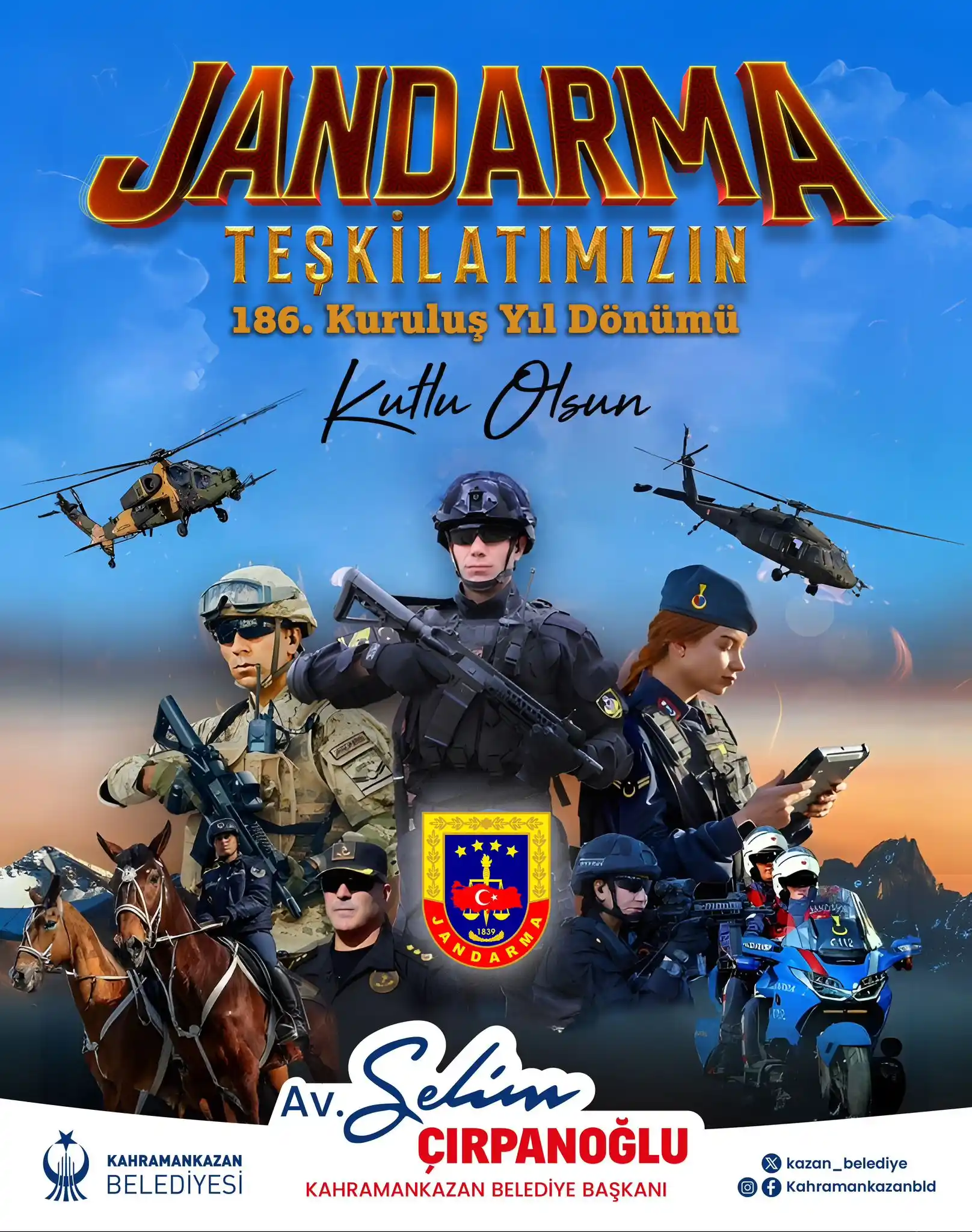 Image from Kahramankazan Belediyesi : Milletimizin huzur ve güvenliği için fedakârca görev yapan Jandarma Te...