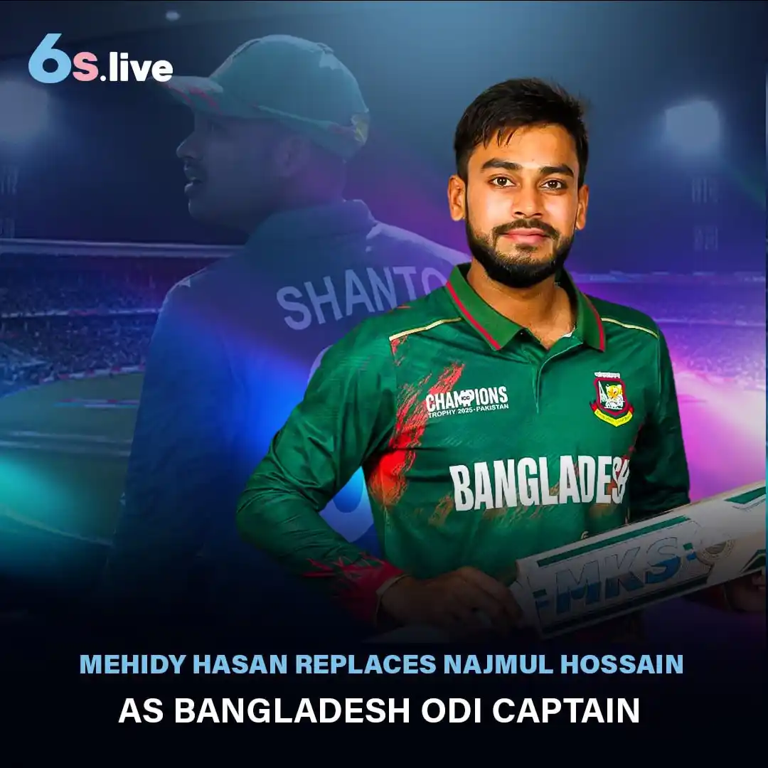 Image from Six6s - India: ✅ Mehidy Hasan Miraz Named New ODI Captain! 🧢  🔈 BCB appoints Mehidy...