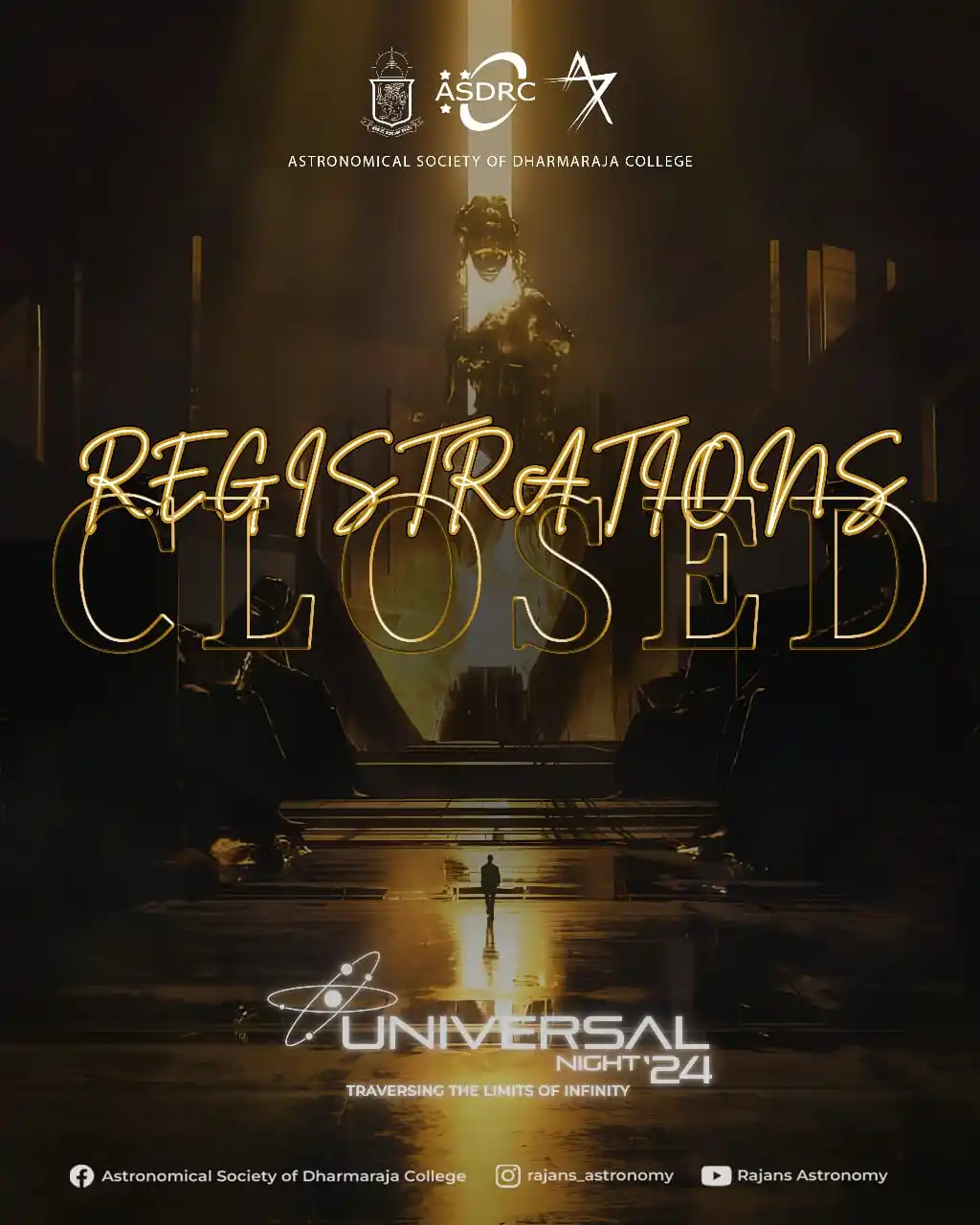 Image from Dharmaraja College: *REGISTRATIONS CLOSED!* Registrations for *Universal Night'24* organ...