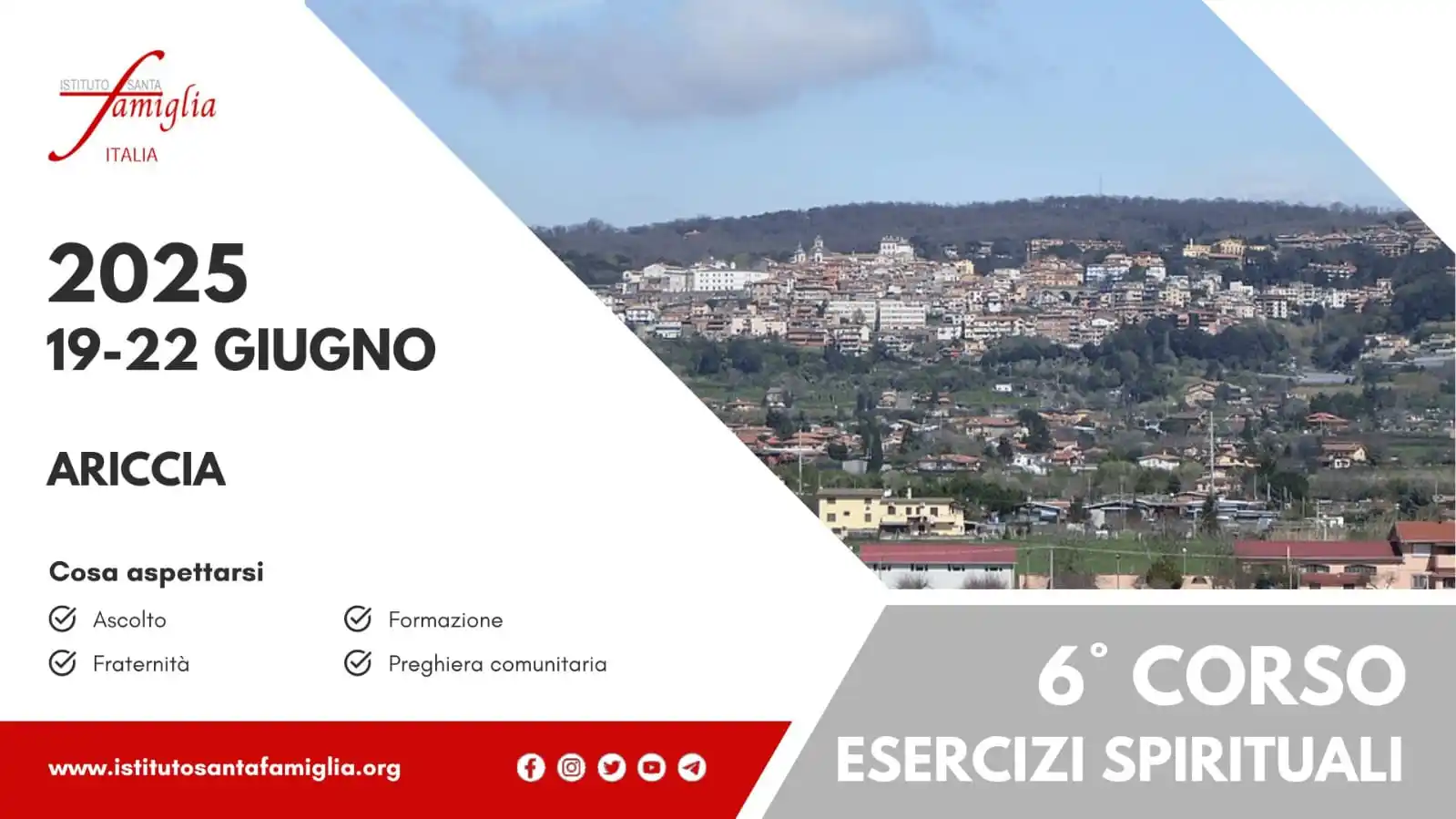 Image from Istituto Santa Famiglia Italia: Inizierà domani il *6° Corso di Esercizi Spirituali 2025* dell'Istitut...