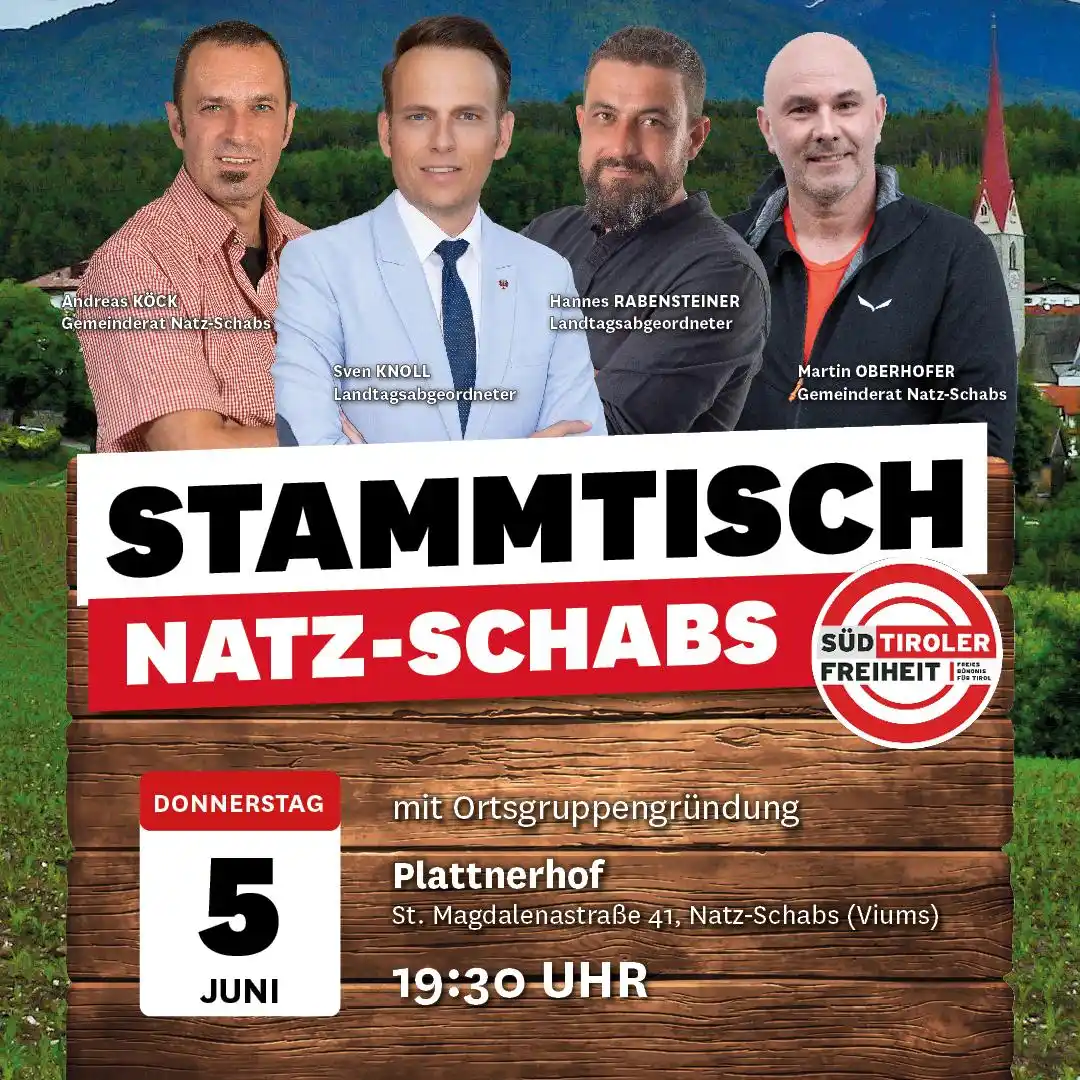 Image from Süd-Tiroler Freiheit: 🙌 Wir kommen nach Natz-Schabs! Komm auch Du vorbei, wir freuen uns au...