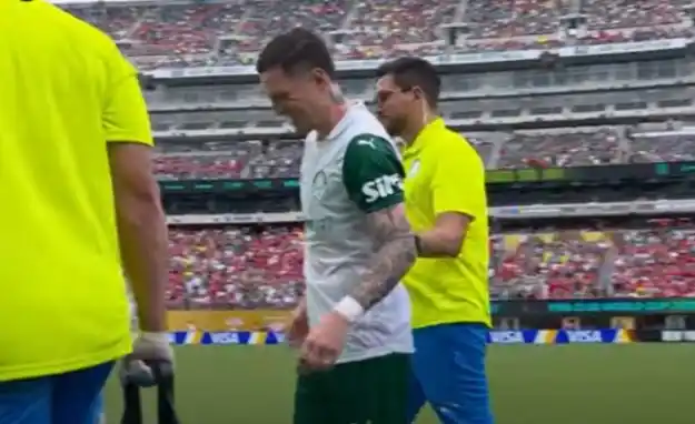 Image from UOL | Palmeiras Agora: *🔁 Aníbal caiu no gramado e foi substituído por Emiliano Martínez*  O...