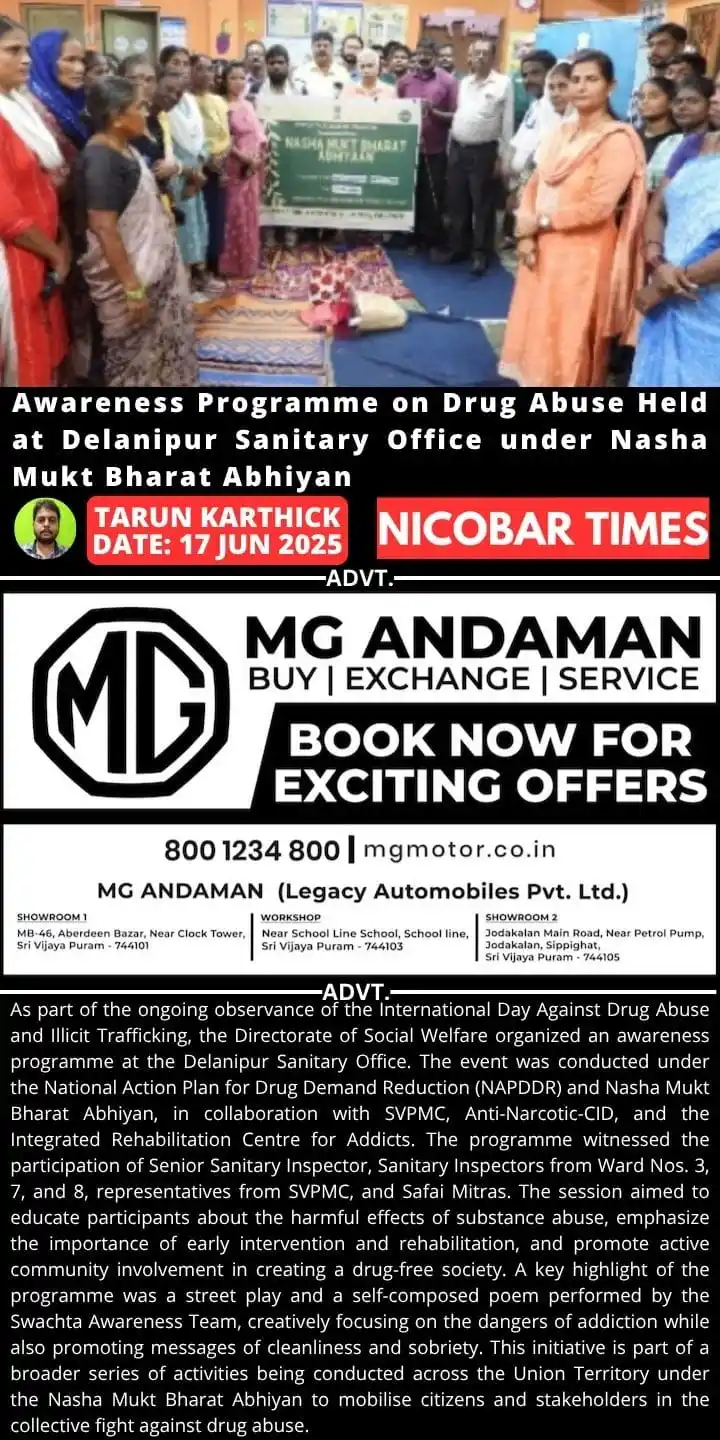 Image from Nicobar Times: *Awareness Programme on Drug Abuse Held at Delanipur Sanitary Office u...