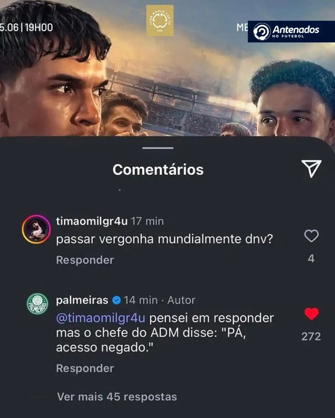 Image from Antenados no Futebol: 👀🔥 Clima de clássico até nas redes!  O perfil oficial do Palmeiras n...
