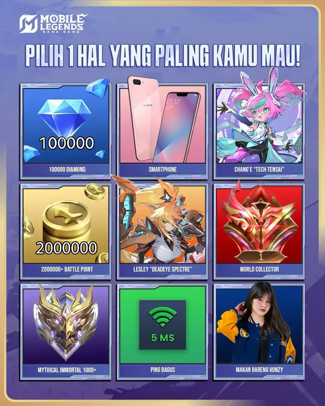 Image from MLBB Indonesia: CUMA BOLEH PILIH 1! 😜☝🏻 Kalian mau yang mana hayo? Kalo mau makan ...