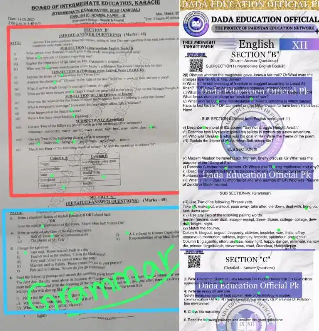 Image from Dada Education official Pk: *Dada education official Pakistan* Xll English Commerce *Section B* Ta...