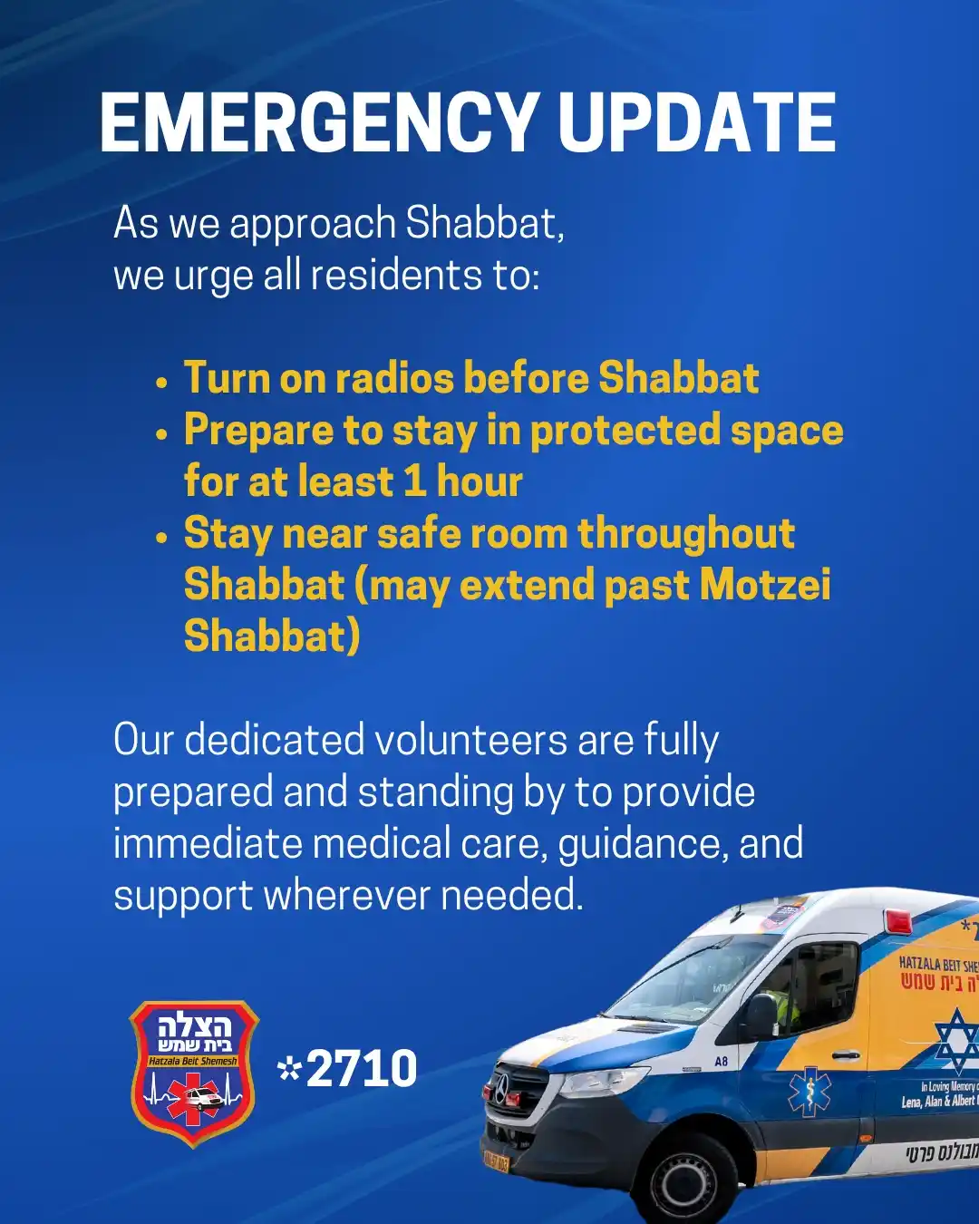 Hatzala Beit Shemesh post