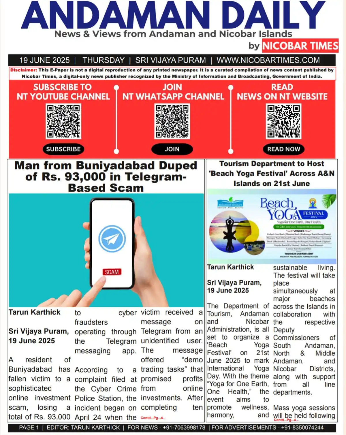 Image from Nicobar Times: *Download Andaman Daily by NT:* https://tinyurl.com/34rukh24...