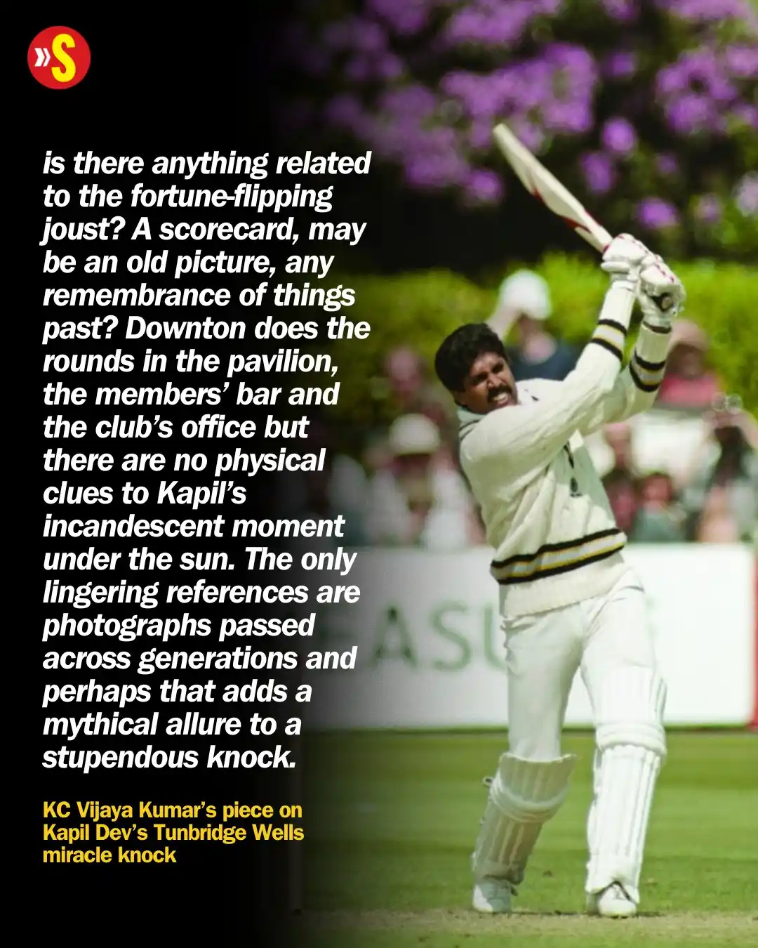 Image from Sportstar: During the 2019 Men's ODI World Cup, KC Vijaya Kumar visited the iconi...