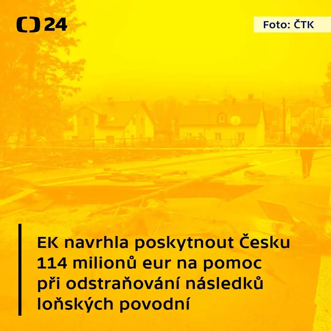 Image from ČT24: Evropská komise navrhla poskytnout České republice 114 milionů eur (zh...