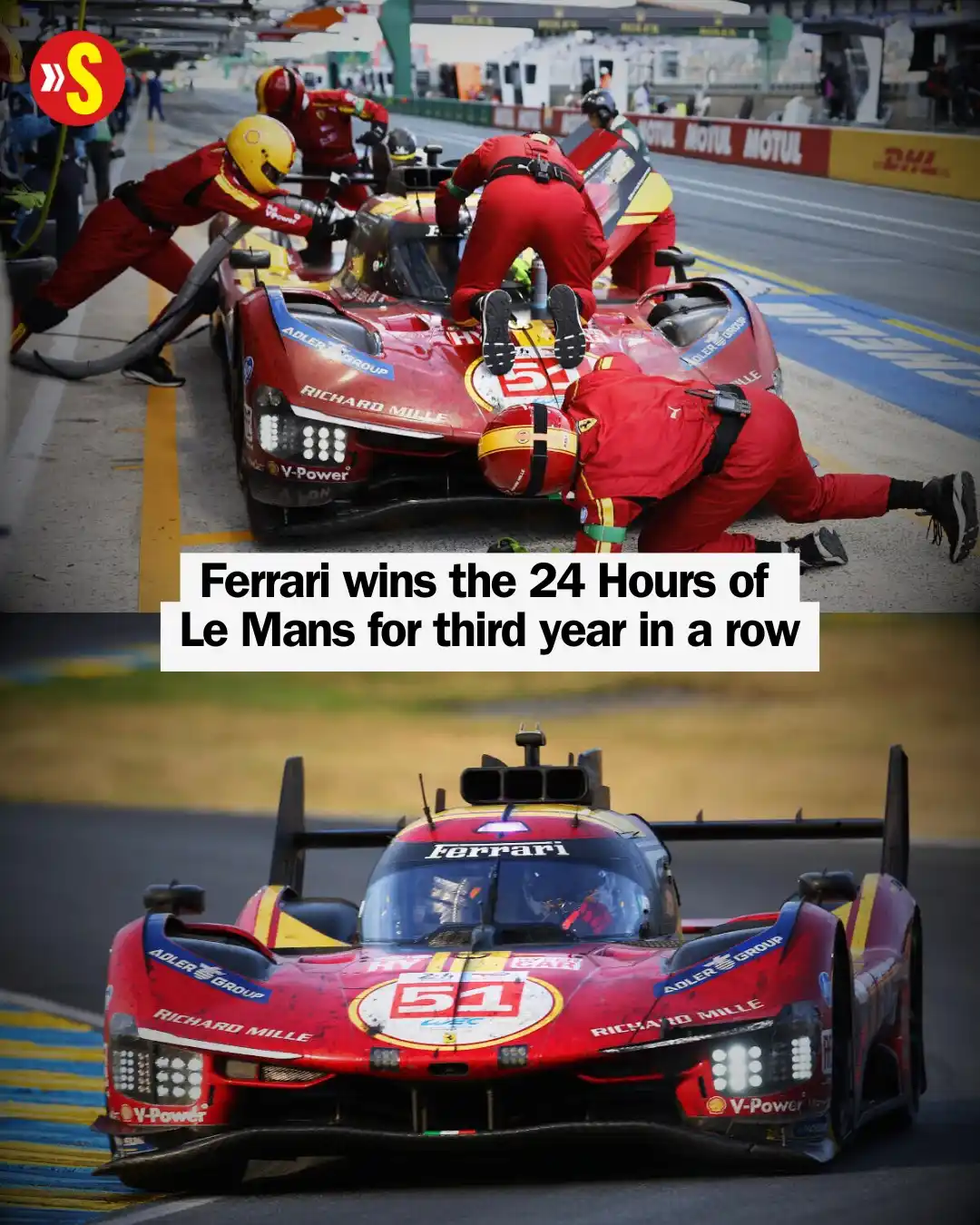 Image from Sportstar: Ferrari won the 24 Hours of Le Mans for the third year running Sunday ...