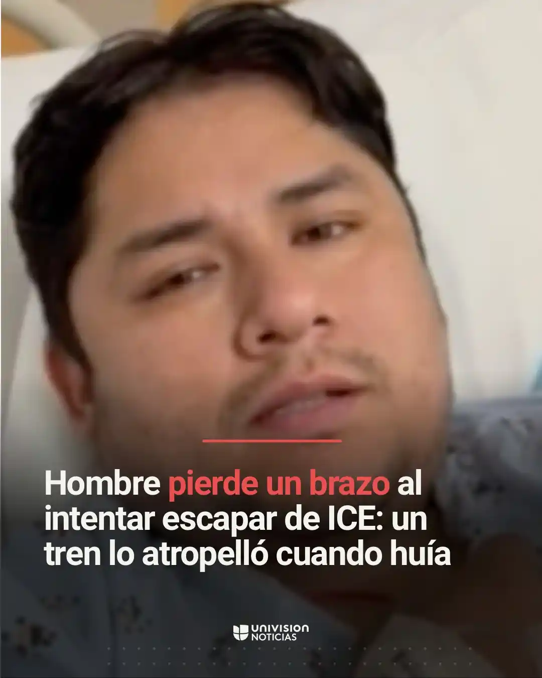 Image from Univision Noticias - Uninoticias: *➡️ Hombre pierde un brazo al intentar escapar de ICE: un tren lo atro...