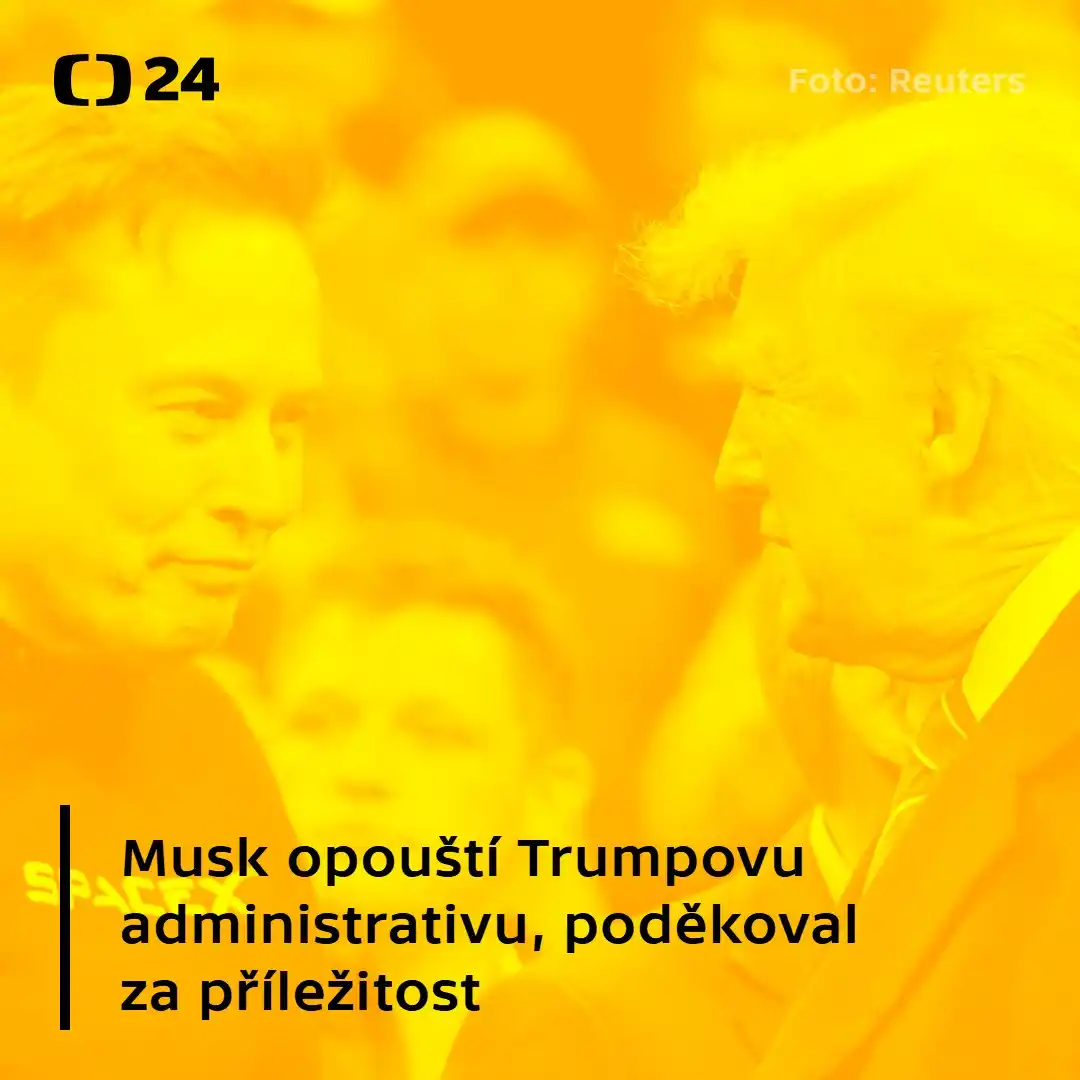 Image from ČT24: Miliardář Elon Musk opouští post v exekutivním týmu amerického prezide...