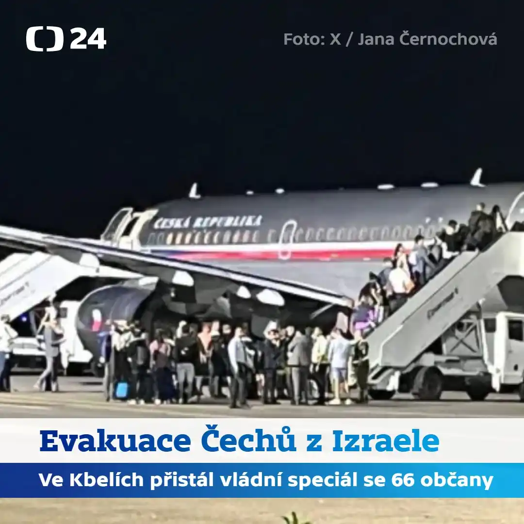 Image from ČT24: Na letišti v pražských Kbelích přistál před pátou ráno vládní speciál ...