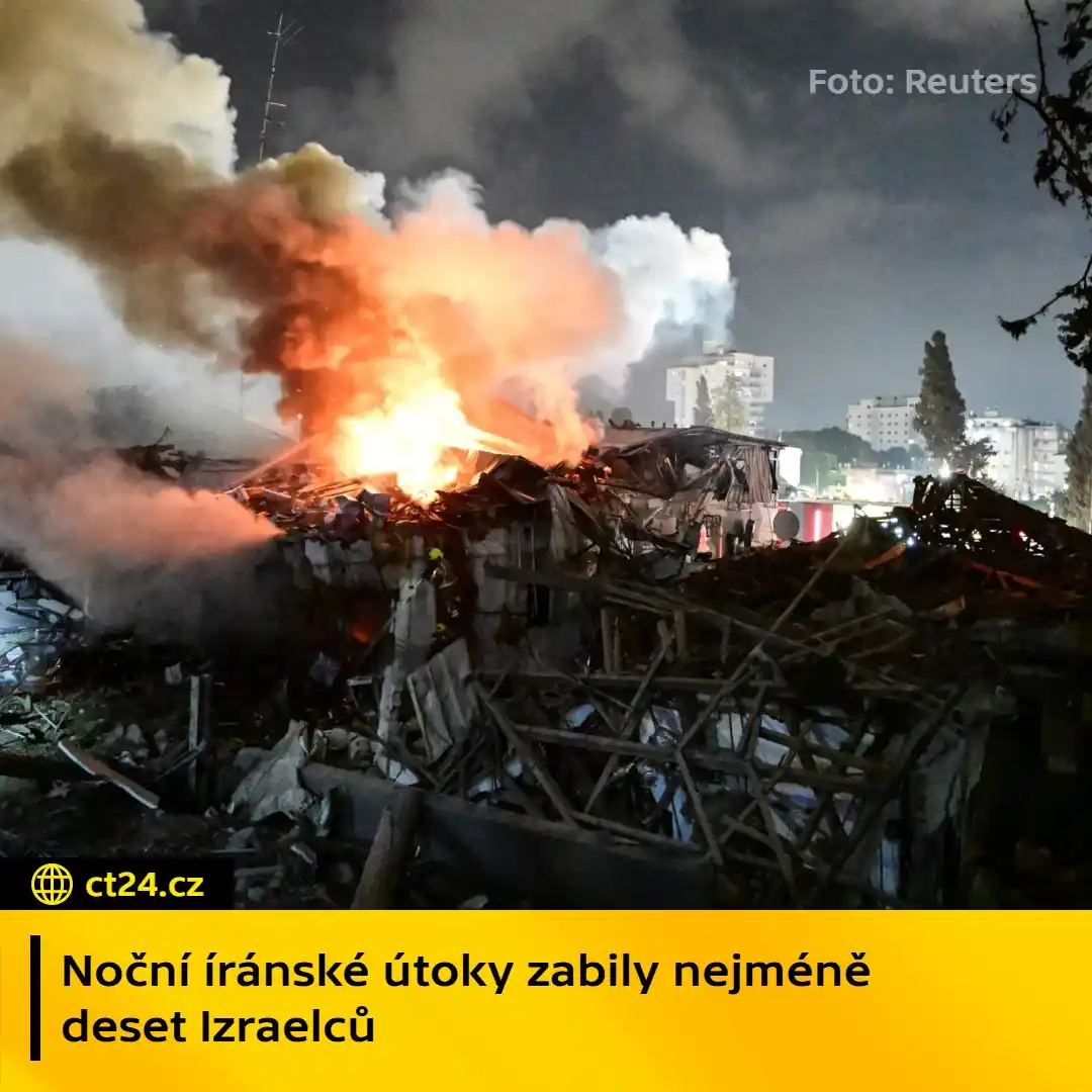 Image from ČT24: Nejméně šest mrtvých si vyžádaly zásahy íránských raket ve městě Bat J...