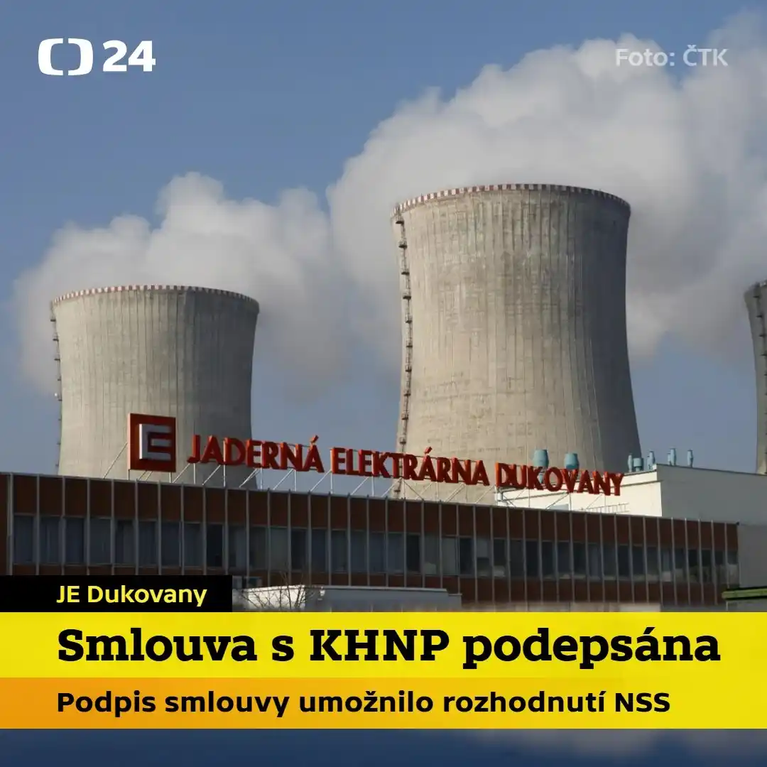 Image from ČT24: Podle informací ČT byly podepsány smlouvy o dostavbě JE Dukovany s jih...