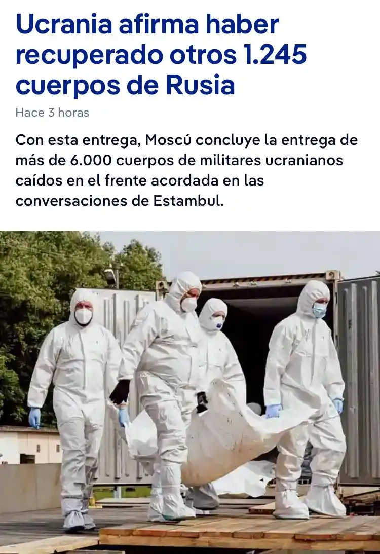 Image from Noticias de Venezuela: Rusia devolvió a Ucrania un total de 1.245 cadáveres, indicó el lunes ...