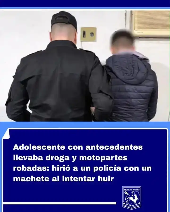 Image from El Misionerismo: *Adolescente con antecedentes llevaba droga y motopartes robadas: hiri...