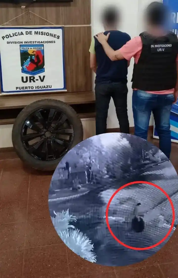 Image from El Misionerismo: *Apresaron a un hombre que fue filmado cuando sustrajo la rueda de aux...